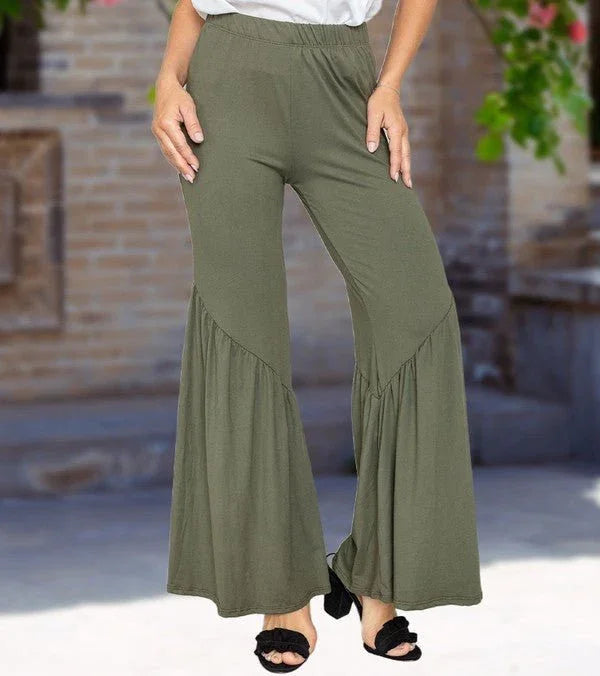 Diagonal Trim Ruffle Hem Pants - Coeur de la Mode