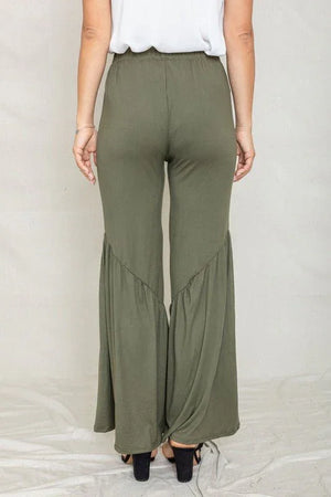Diagonal Trim Ruffle Hem Pants - Coeur de la Mode