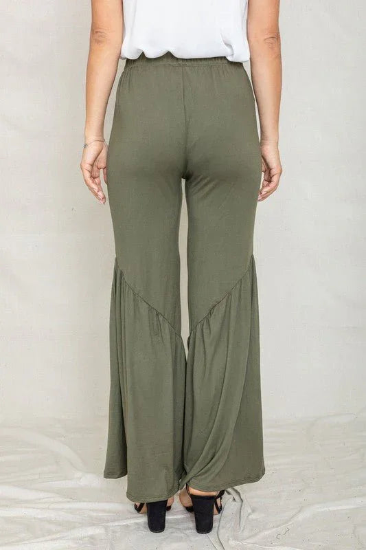 Diagonal Trim Ruffle Hem Pants - Coeur de la Mode