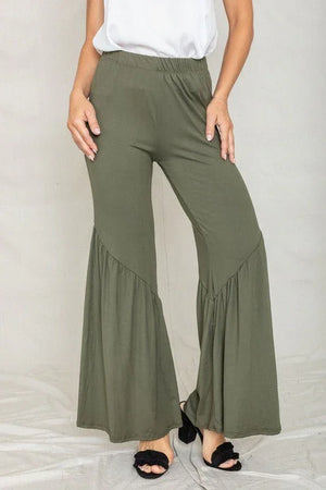 Diagonal Trim Ruffle Hem Pants - Coeur de la Mode