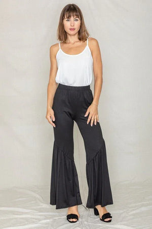 Diagonal Trim Ruffle Hem Pants - Coeur de la Mode