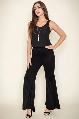 Diagonal Trim Ruffle Hem Pants - Coeur de la Mode