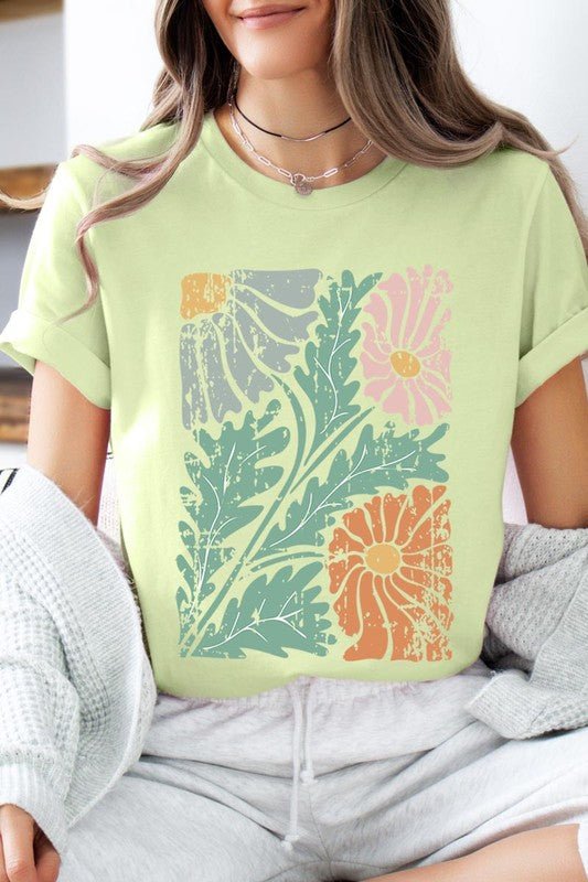 Distressed Boho flower Graphic T Shirts - Coeur de la Mode