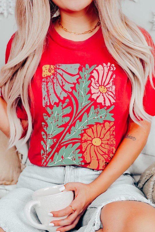 Distressed Boho flower Graphic T Shirts - Coeur de la Mode