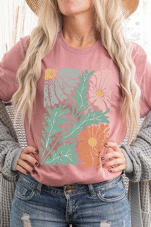 Distressed Boho flower Graphic T Shirts - Coeur de la Mode