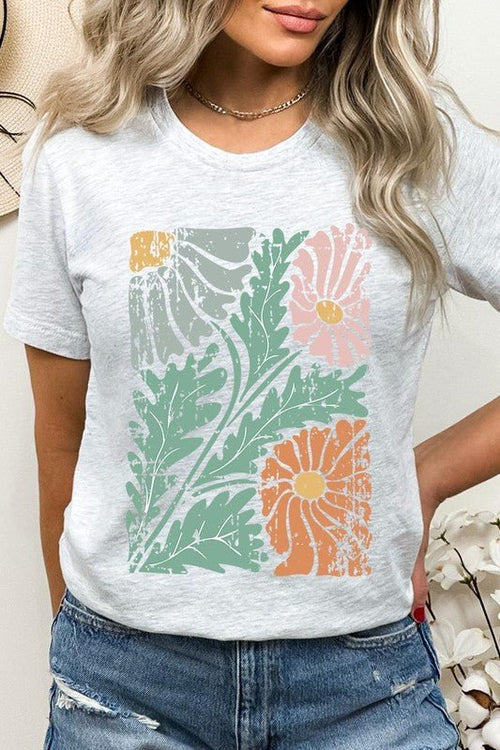 Distressed Boho flower Graphic T Shirts - Coeur de la Mode