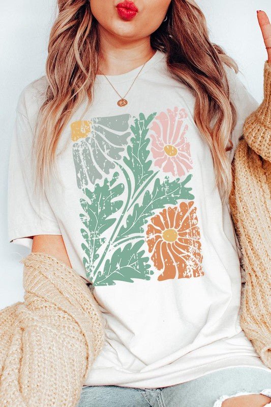 Distressed Boho flower Graphic T Shirts - Coeur de la Mode