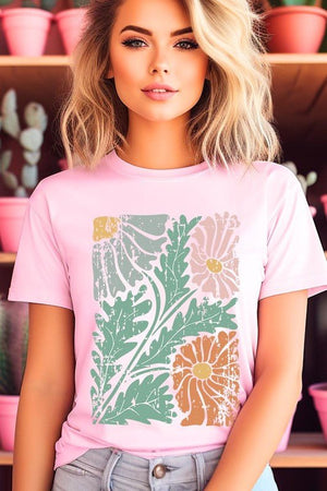 Distressed Boho flower Graphic T Shirts - Coeur de la Mode