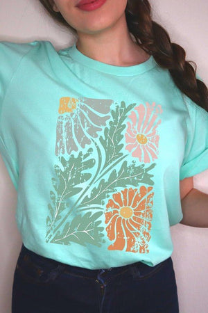 Distressed Boho flower Graphic T Shirts - Coeur de la Mode