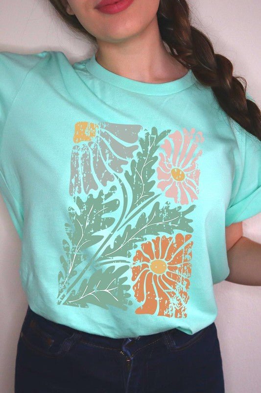 Distressed Boho flower Graphic T Shirts - Coeur de la Mode