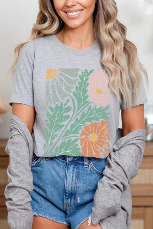Distressed Boho flower Graphic T Shirts - Coeur de la Mode