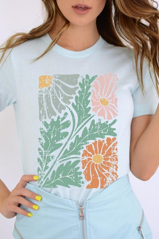 Distressed Boho flower Graphic T Shirts - Coeur de la Mode