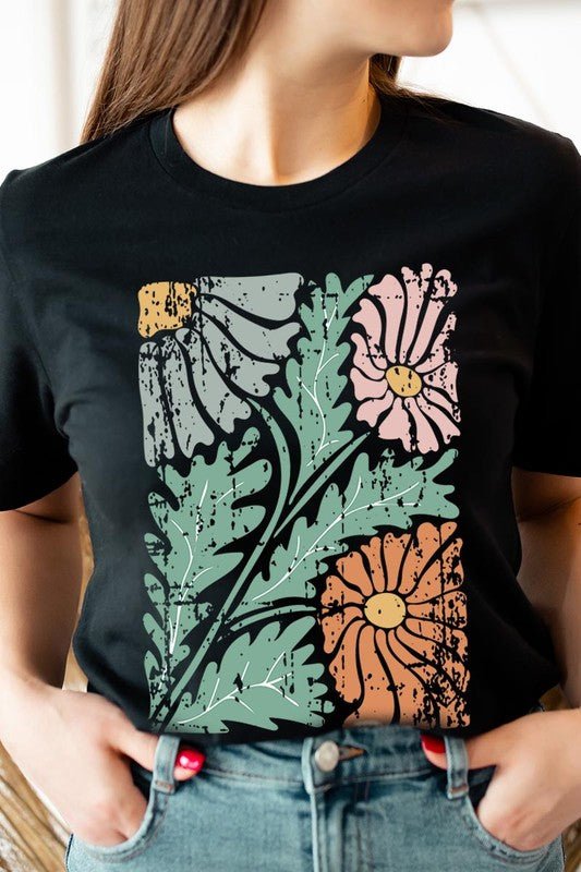 Distressed Boho flower Graphic T Shirts - Coeur de la Mode