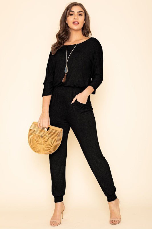 Effortless Elegance: The Quarter Sleeve Blouson Jumpsuit - Coeur de la Mode
