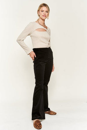 Elevate Your Fall Style with High-Waisted Corduroy Flare Pants - Coeur de la Mode