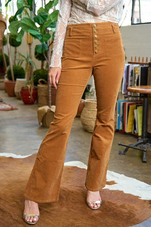 Elevate Your Fall Style with High-Waisted Corduroy Flare Pants - Coeur de la Mode