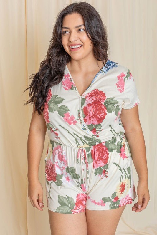 Flattering Fit & Vibrant Florals: Surplice Romper - Coeur de la Mode