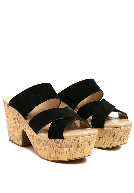GERD BLOCK HEELED SUEDE SLIP-ON SANDAL - Coeur de la Mode