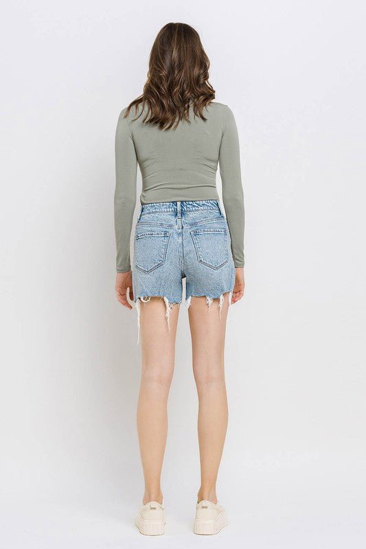 High Rise Raw Hem Shorts - Coeur de la Mode