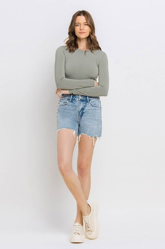 High Rise Raw Hem Shorts - Coeur de la Mode