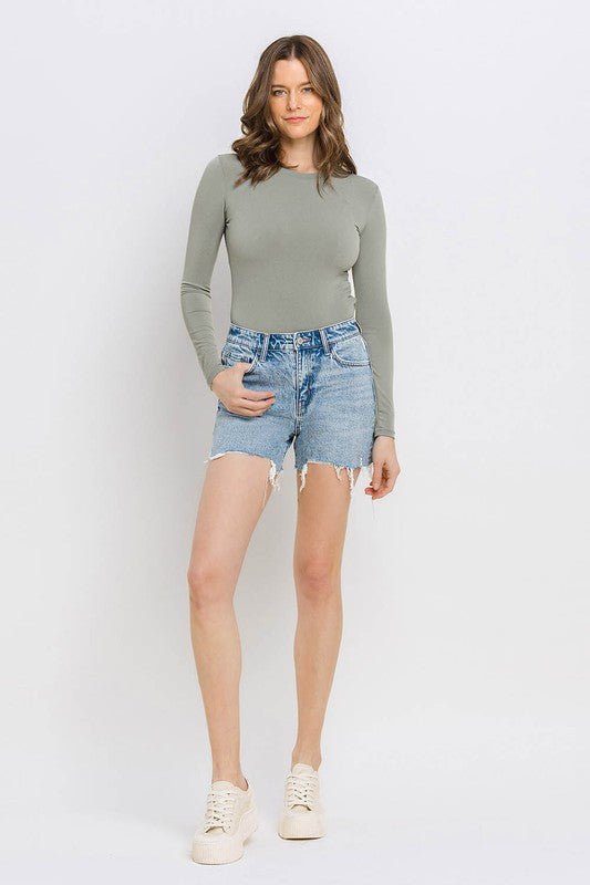 High Rise Raw Hem Shorts - Coeur de la Mode