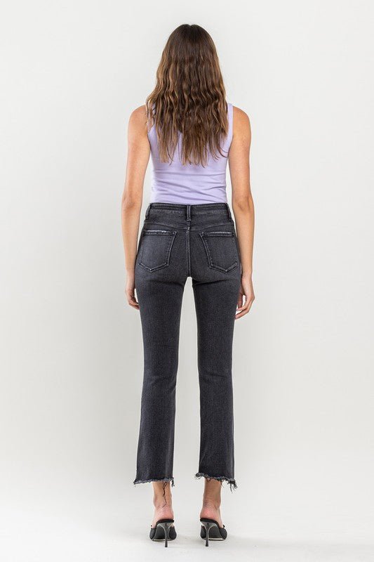 High Rise Raw Step Hem Crop Flare Jeans - Coeur de la Mode