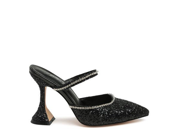 IRIS Glitter Spool Heel Sandal - Coeur de la Mode