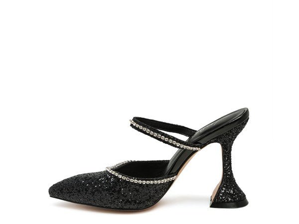 IRIS Glitter Spool Heel Sandal - Coeur de la Mode