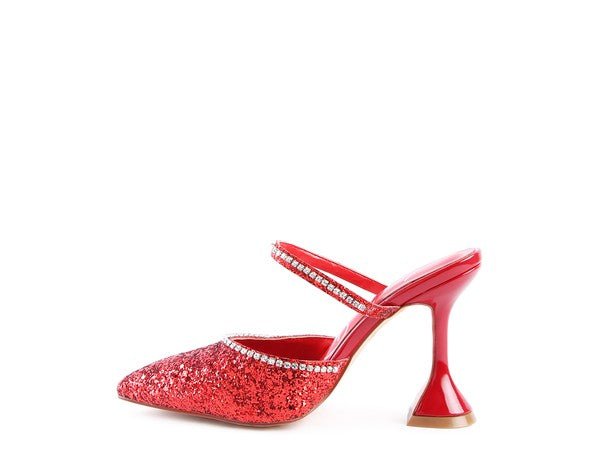 IRIS Glitter Spool Heel Sandal - Coeur de la Mode