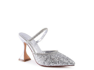 IRIS Glitter Spool Heel Sandal - Coeur de la Mode