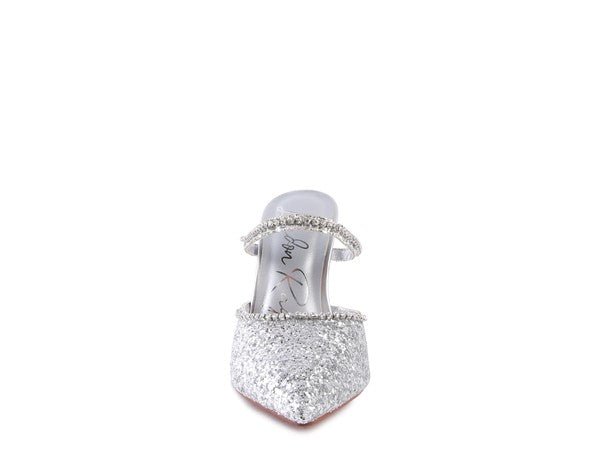 IRIS Glitter Spool Heel Sandal - Coeur de la Mode
