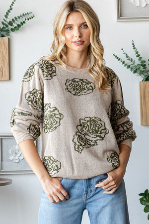 One Wild Rose Olive Cozy Sweater