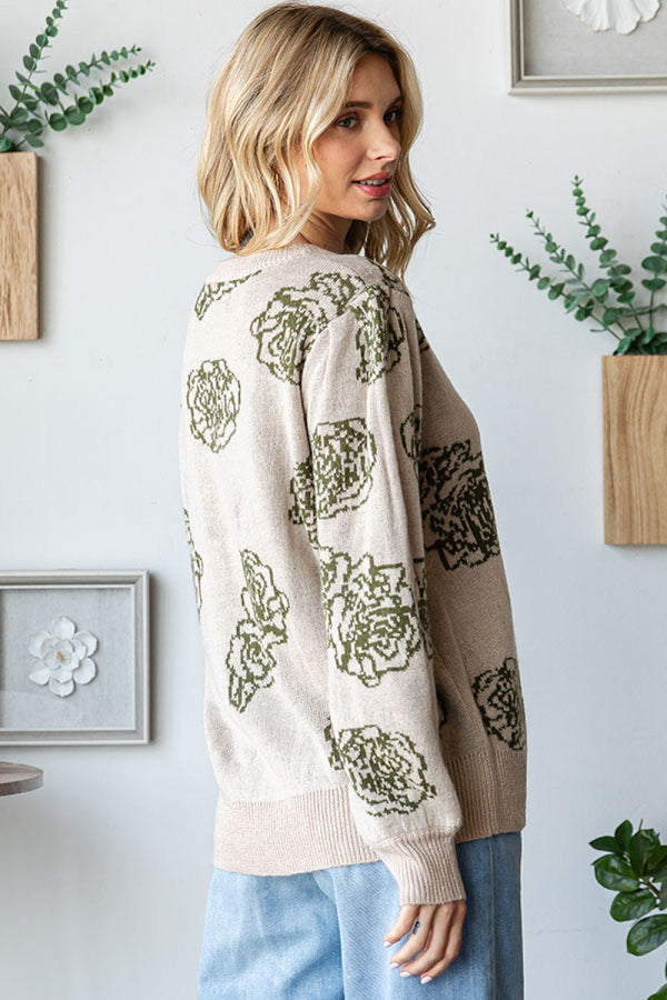 One Wild Rose Olive Cozy Sweater