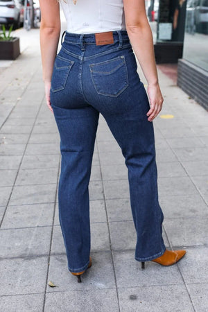 Judy Blue Dark Wash High Waisted Straight Fit Jeans - Coeur de la Mode