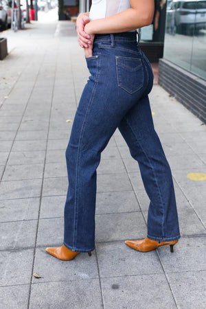 Judy Blue Dark Wash High Waisted Straight Fit Jeans - Coeur de la Mode