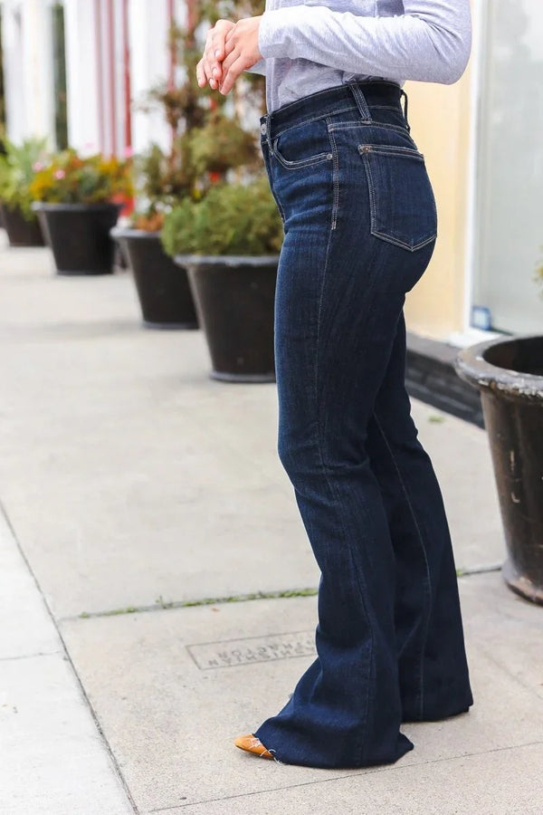 Judy Blue Dark Wash Raw Hem Jeans - Coeur de la Mode