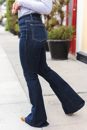 Judy Blue Dark Wash Raw Hem Jeans - Coeur de la Mode