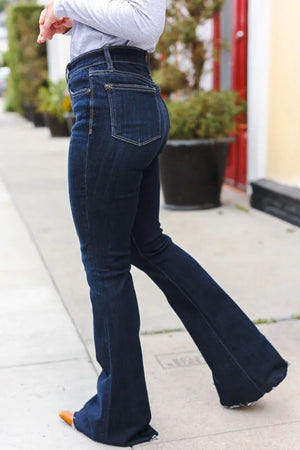 Judy Blue Dark Wash Raw Hem Jeans - Coeur de la Mode