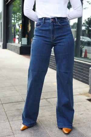 Judy Blue Medium Wash High Waist Wide Leg Jeans - Coeur de la Mode