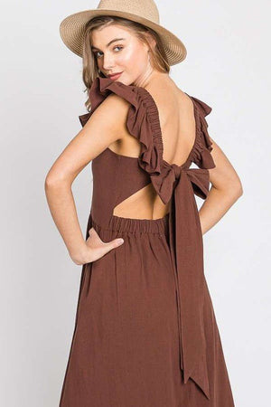 LINEN RUFFLE MID DRESS - Coeur de la Mode