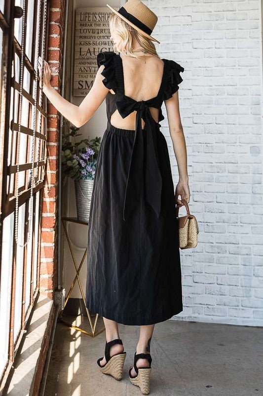 LINEN RUFFLE MID DRESS - Coeur de la Mode