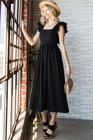 LINEN RUFFLE MID DRESS - Coeur de la Mode