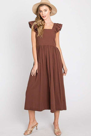 LINEN RUFFLE MID DRESS - Coeur de la Mode