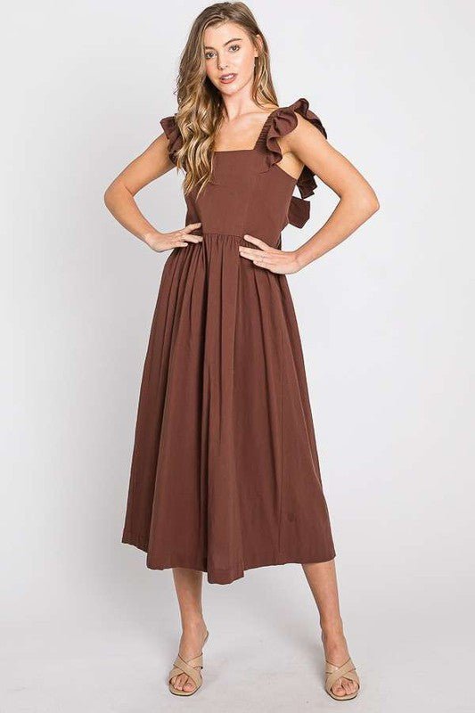 LINEN RUFFLE MID DRESS - Coeur de la Mode