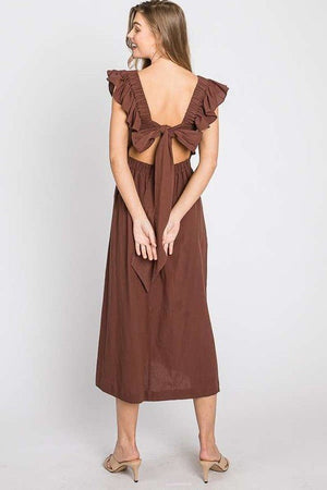 LINEN RUFFLE MID DRESS - Coeur de la Mode
