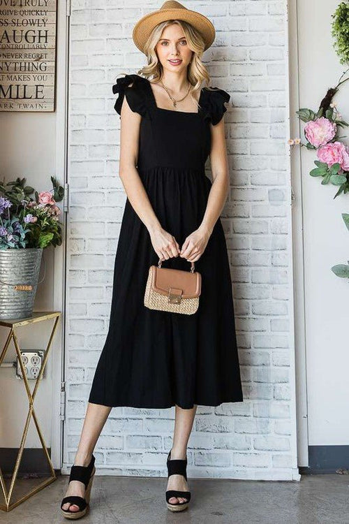 LINEN RUFFLE MID DRESS - Coeur de la Mode