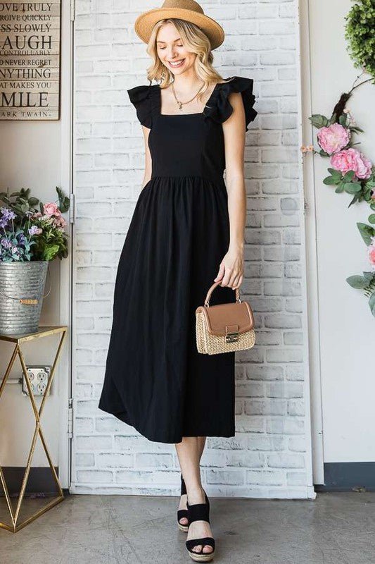 LINEN RUFFLE MID DRESS - Coeur de la Mode