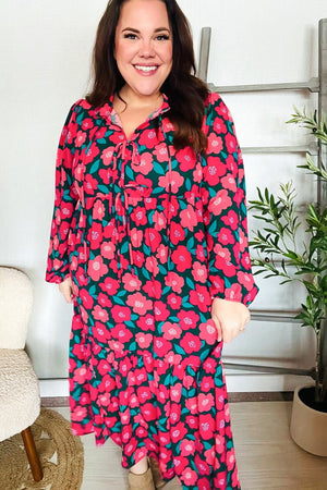 Look Adorable Ribbon Bow Tie Babydoll Tiered Maxi Dress - Coeur de la Mode