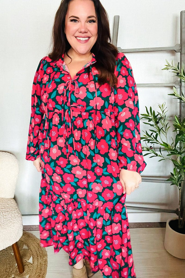 Look Adorable Ribbon Bow Tie Babydoll Tiered Maxi Dress - Coeur de la Mode