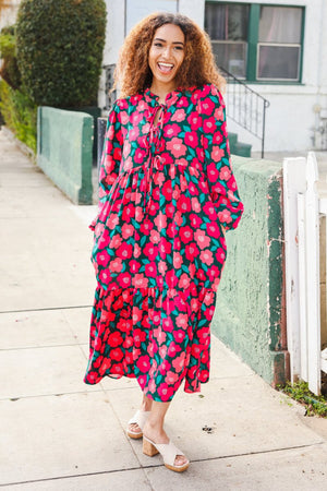 Look Adorable Ribbon Bow Tie Babydoll Tiered Maxi Dress - Coeur de la Mode